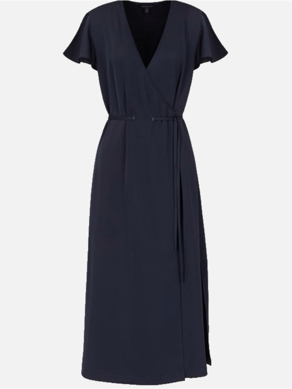 Armani Exchange Midnight Navy Wrap Maxi Dress with Tie Waist